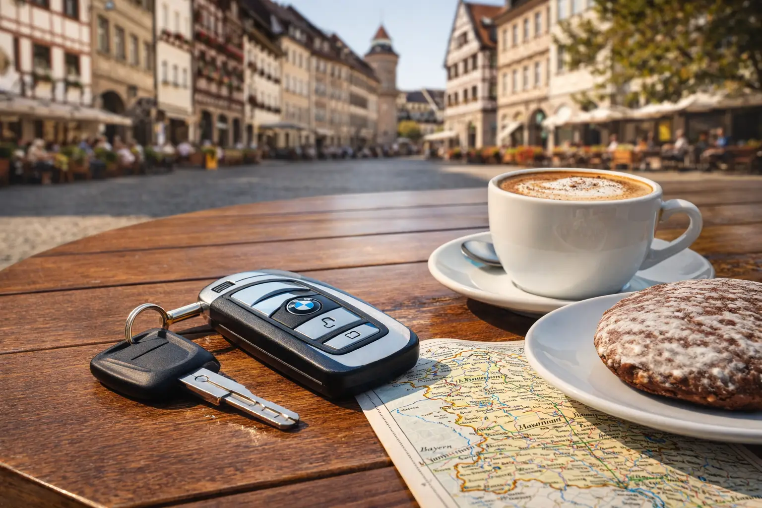 Schlüssel und Reiseunterlagen für Mietwagen in Nürnberg