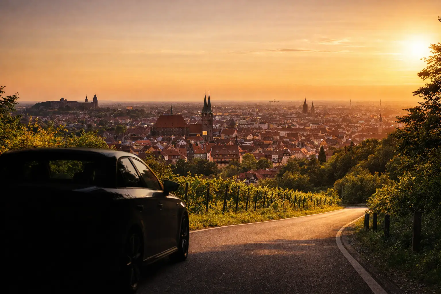 Straße für Wochenendtouren mit Mietwagen ab Nürnberg